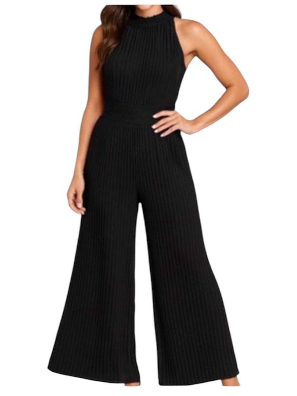 Nanette Lepore NWT Pleated Wide Leg Jumpsuit Black Size 8